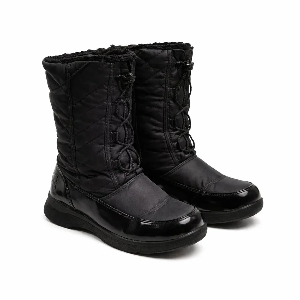 Totes Girls Black Winter Boots Size 3 | Insulated Quilted Snow Boots | Waterproo